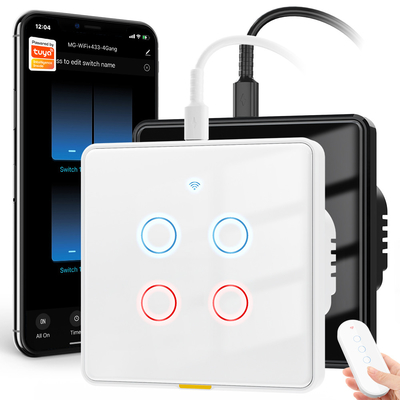 Tuya Wi-Fi переключатель типа c Тайминг Голосовое приложение Google Home Smart Home EU Light Touch Wall WIFI RF433 110-240v Alexa Switch