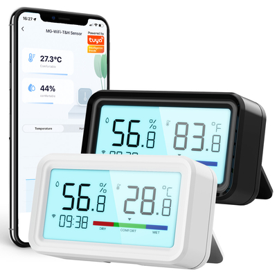 Хорошая цена Wifi Indoor Hygrometer Термометрный датчик с подсветкой Удаленное приложение Голос Alexa Google Home Цифровой Туя Умный Дом онлайн