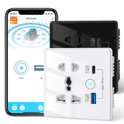 Хорошая цена Wifi Wall Universal Socket Type C + USB Fast Charging Для США ЕС Великобритания Вставка APP Удаленное управление Tuya Умный домашний автоматизм онлайн