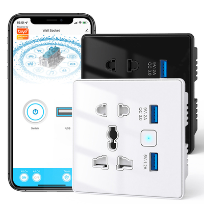 Хорошая цена Tuya Wifi Smart Wall Socket Tempered Glass Fast Charger 3.0 USB Smart Home Automation Google Home Alexa Универсальный US ЕС Великобритания Вставка онлайн