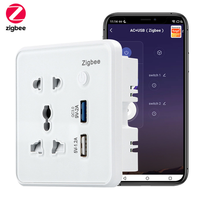 Хорошая цена Zigbee Smart Socket Tempered Glass Quick Fast Charger 3.0 Usb Сроки зарядки Google Home Alexa TuyaUS ЕС Великобритания Вставка онлайн