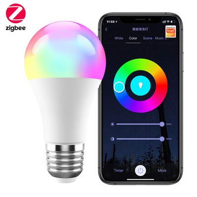 Хорошая цена Tuya Zigbee 10W умная лампочка E27 RGB светодиодная лампа Снижаемое время умная жизнь APP голосовое управление для Google Home Alexa онлайн