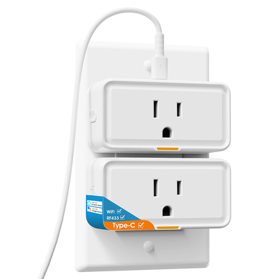 Хорошая цена Tuya Smart Socket с мониторингом питания, подключением WiFi и RF433, розеткой типа C, приложением и голосовым управлением, совместимым с Alexa и Google Home онлайн