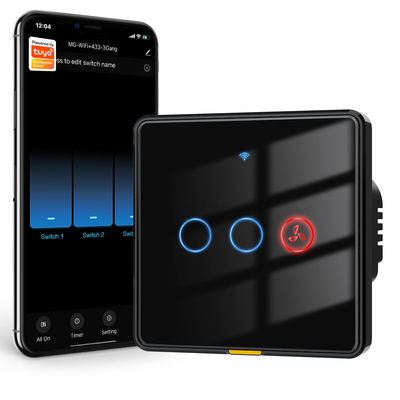 Хорошая цена Tuya Smart WiFi RF433 Таймерный переключатель для вентилятора и подвесного света Не требуется нейтральный провод, переключатель для голосового управления онлайн